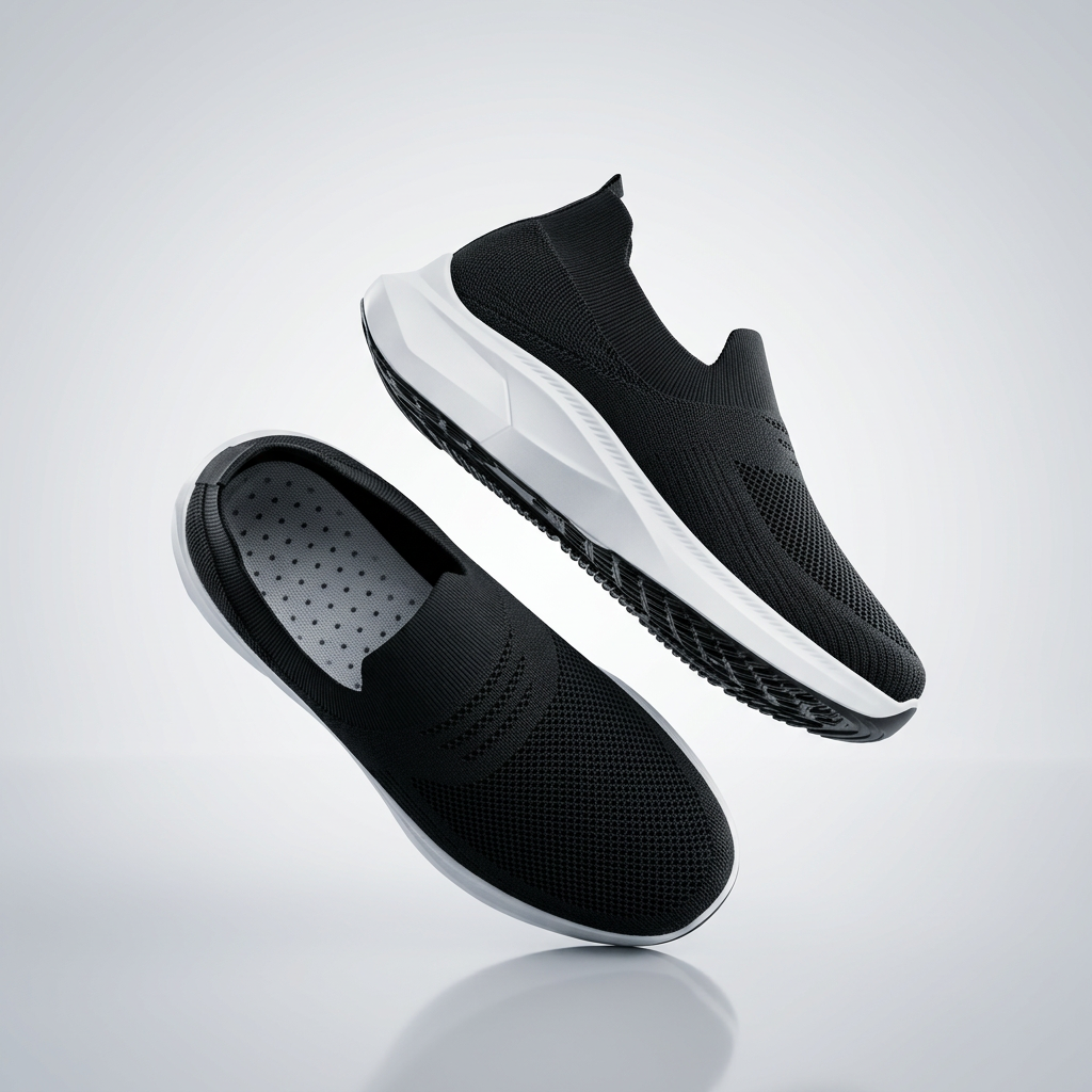 Black Slip-On Jogging Shoes for Daily Wear