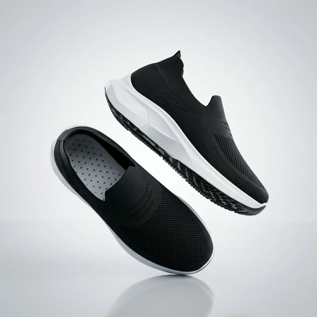 Black Slip-On Jogging Shoes for Daily Wear